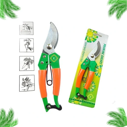 Green & Orange High Carbon Steel Pruning Shears / Garden Cutter / Hand Pruner